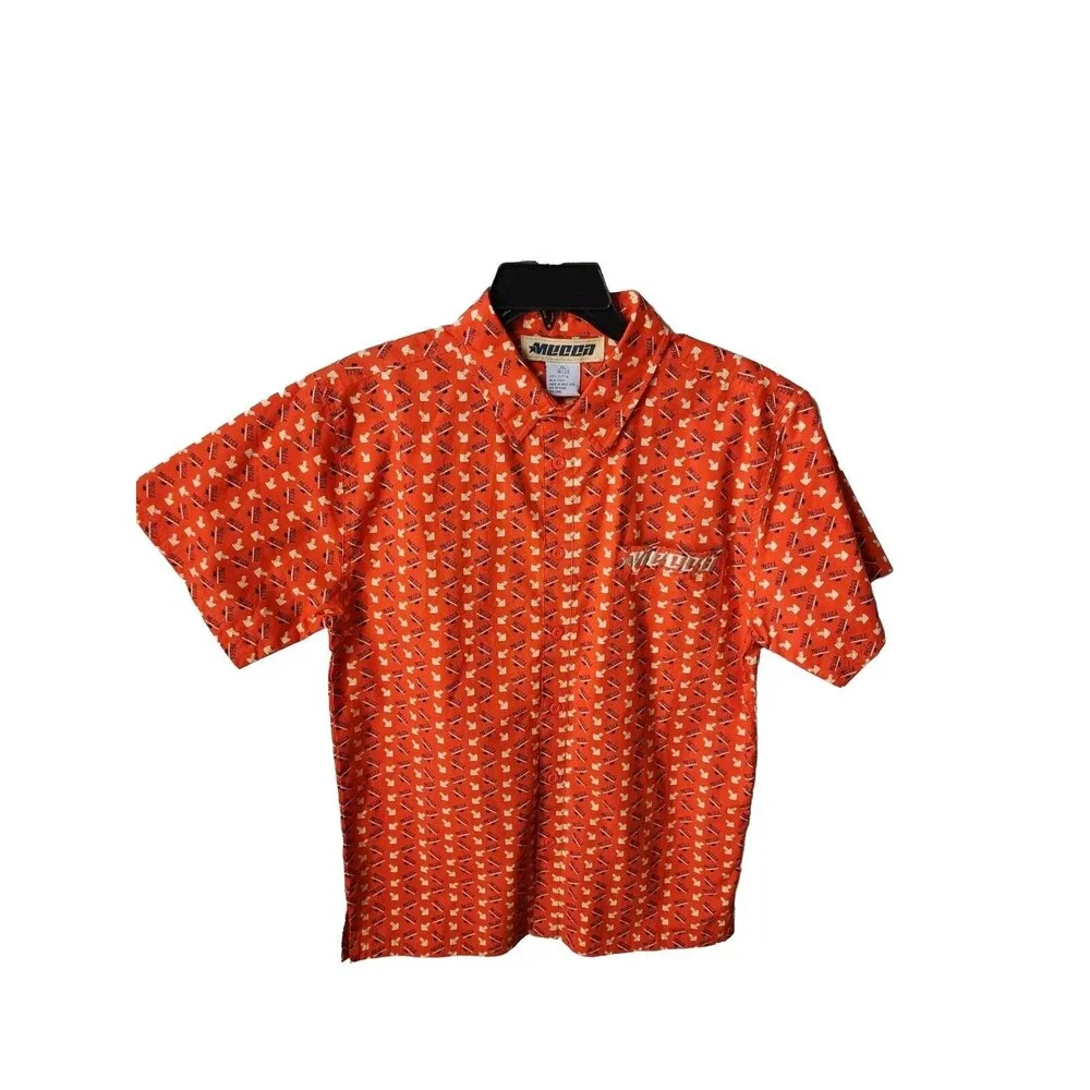 VTG Nwt Mecca Shirt Boys XL 18/20 Spellout Orange Short Sleeve Button Up Hip Hop
